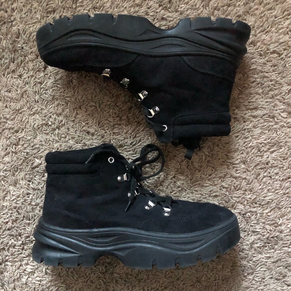 H&M Faux Suede Platform Chunky Boots